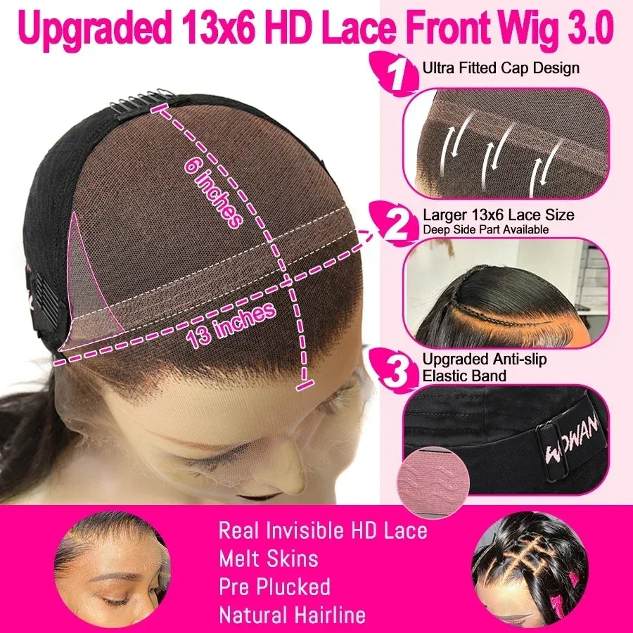 WOWANGEL 13X6 HD Lace Front Wigs Highlight Curly Wigs Bye Bye Knots 13x4 Lace Frontal Human Hair Wigs Water Wave Wigs For Woman