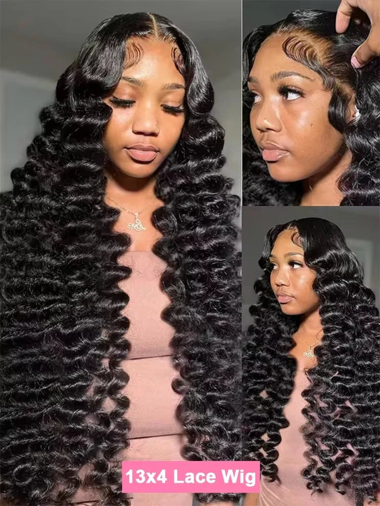 Mossily 220 Density Loose Wave 13x4 HD Lace Front Wig 40 Inch Brazilian Curly Deep Wave 13x6 Lace Frontal Human Hair Wigs Women