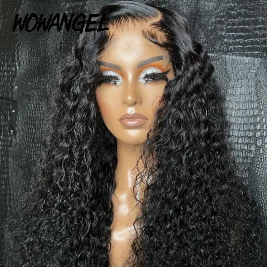Wow Angel Glueless HD Lace Closure 5x5 Closure Water Wave Pre Plucked Natural Hairline Human Hair Curly Wigs Brazilian For Women