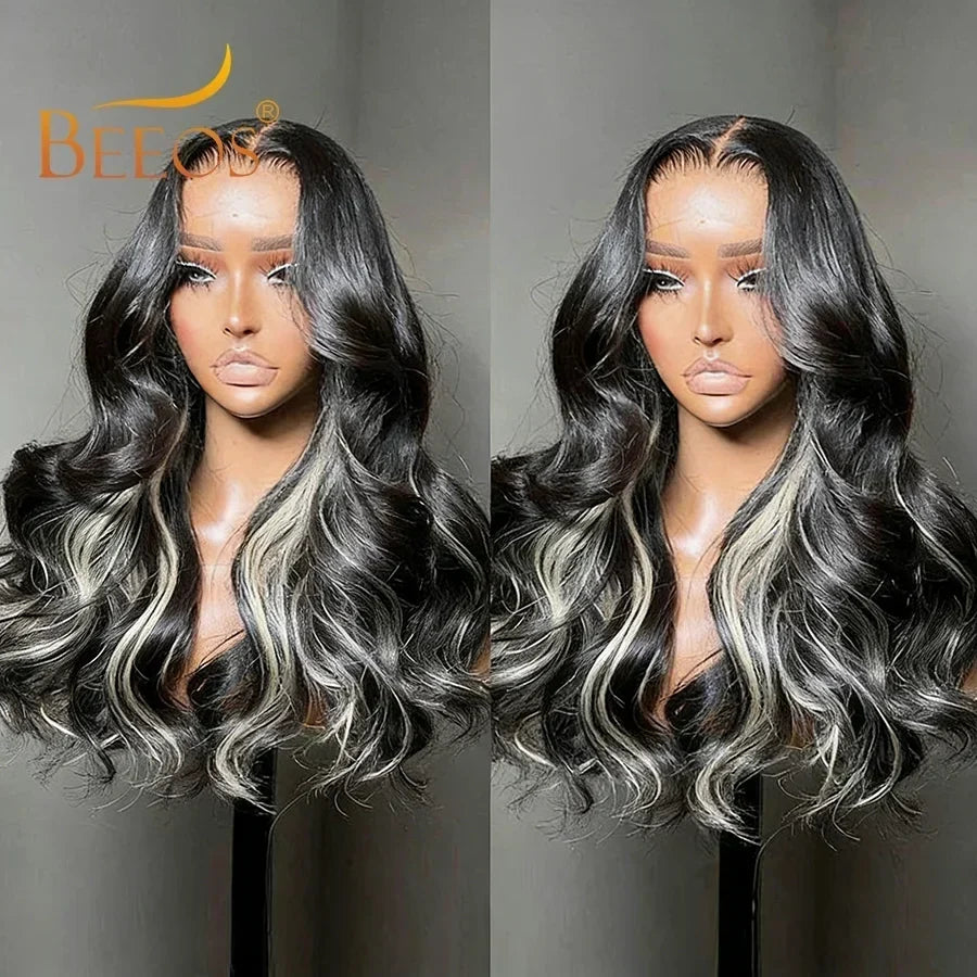 BEEOS 1B/613 Oreo Highlight 13x6 HD Lace Frontal Wig 250% Pre Plucked 613 Blonde Body Wave 5x5 HD Lace Closure Wig For Women