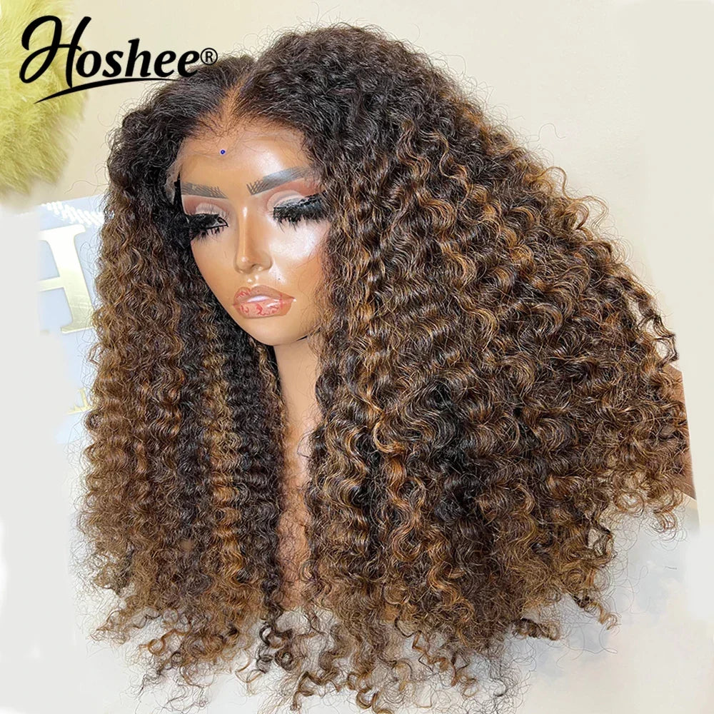 Latina Curly Dark Brown Colored 13X4 Human Hair Wigs For Black Women Glueless Bouncy Curly 4x4 Pre-Cut Lace Wig Human Hair Remy