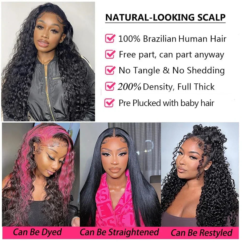 Human Hair Wigs 13x4 Deep Wave Frontal Wig Lace Wig 13x6 Human Hair 200 Density Human Hair Wig Curly Lace Front Human Hair Wig