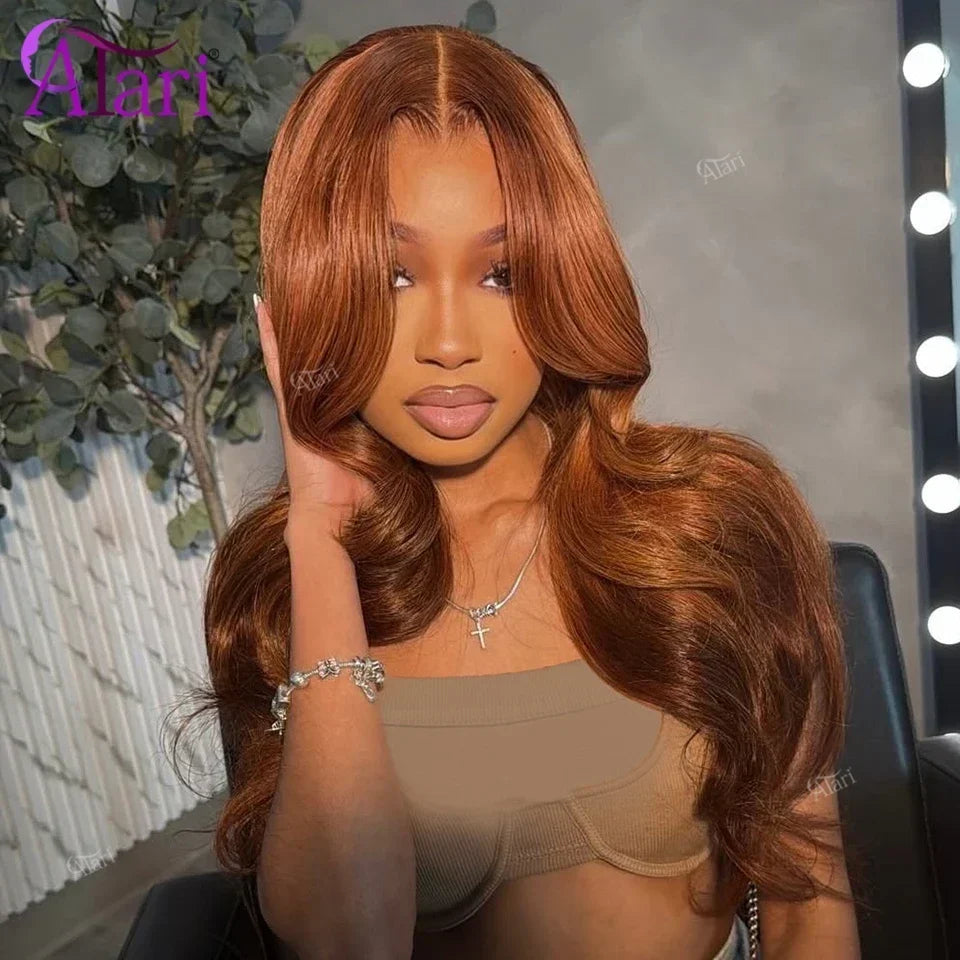 4x4 Copper Ginger Brown Body Wave Closure Wig Transparent 13x4 13x6 Lace Frontal Brazilian Human Hair Wigs for Women Pre Plucked