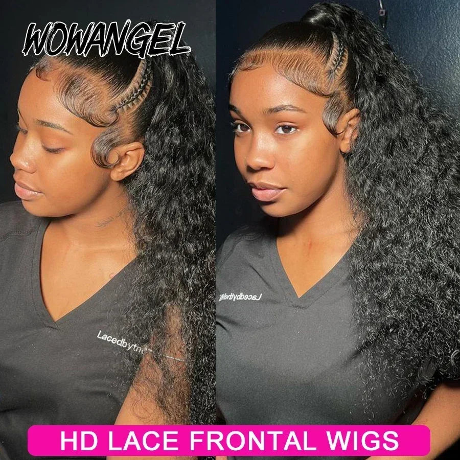 Wow Angel Water Wave HD Full Lace Frontal Wigs 36 inches 250% Human Hair Wigs Brazilian Hair Pre Plucked Glueless Wigs For Women