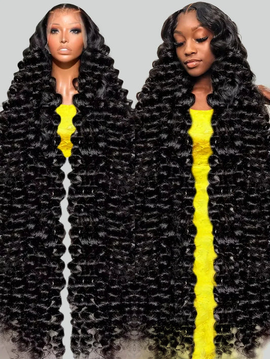 HD 13x6 Loose Nature Wave Lace Front Human Hair Wigs 250% Transparent 30 40 Inch 13x4 360 Full Deep Water Wave Lace Frontal Wig
