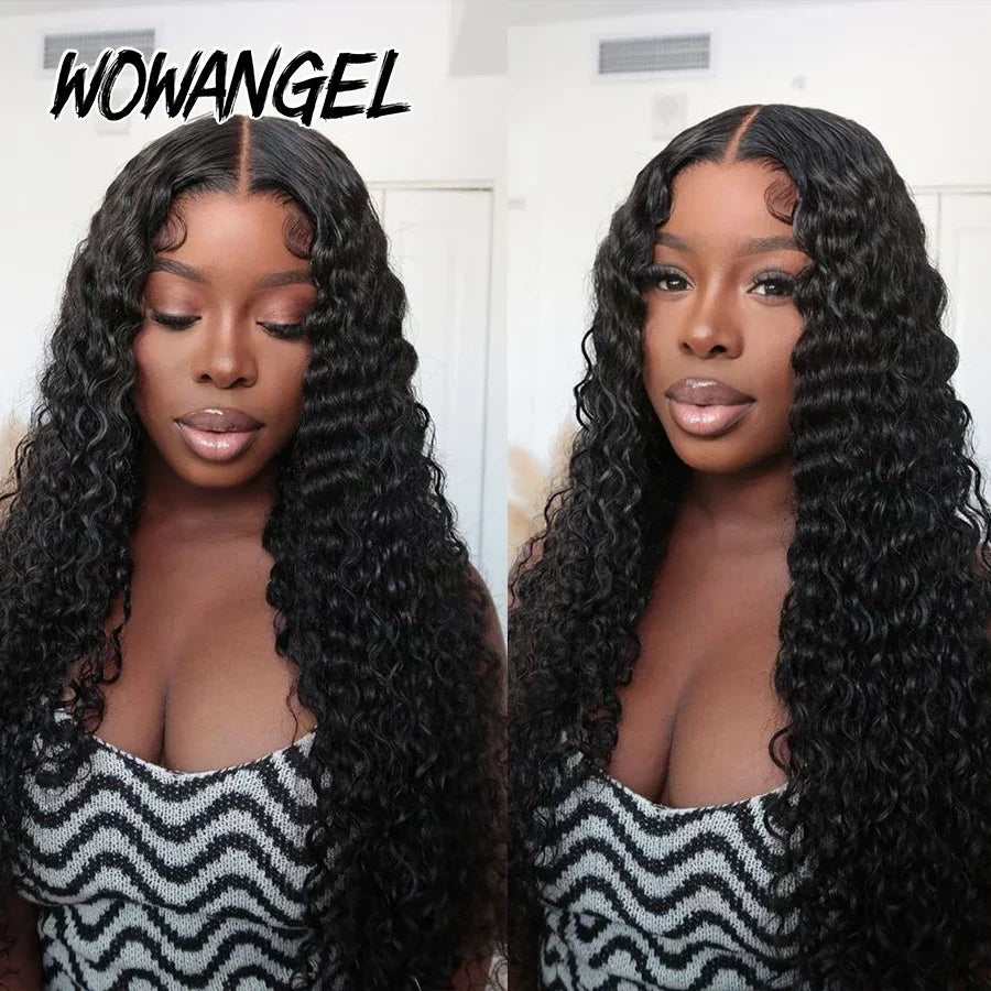 Wow Angel 13x6 HD Lace Full Frontal Wigs 250% Burmese Curly Human Hair Wigs Skins Melted Pre Plucked Brazilian Hair For Women