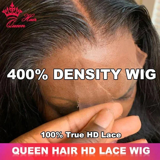 Queen Hair 400% High Density Wig Real HD Lace Raw Human Hair 13x4 13x6 FULL Frontal 6x6 7x7 Closure Wig Straight / Body Wave