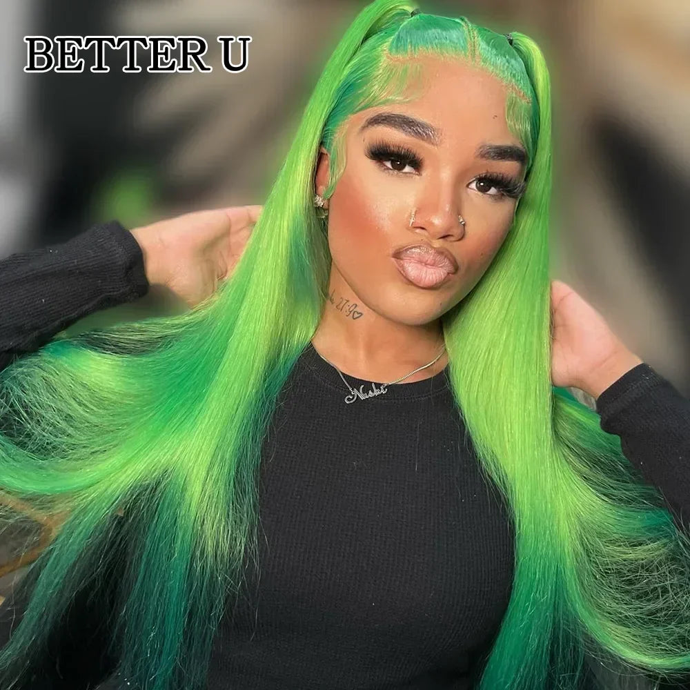 Lime Green Straight 13x6 Lace Frontal Wig PrePlucked Peruvian Remy Hair 613 Blonde Wig 13x4 Lace Front Human Hair Wigs For Women